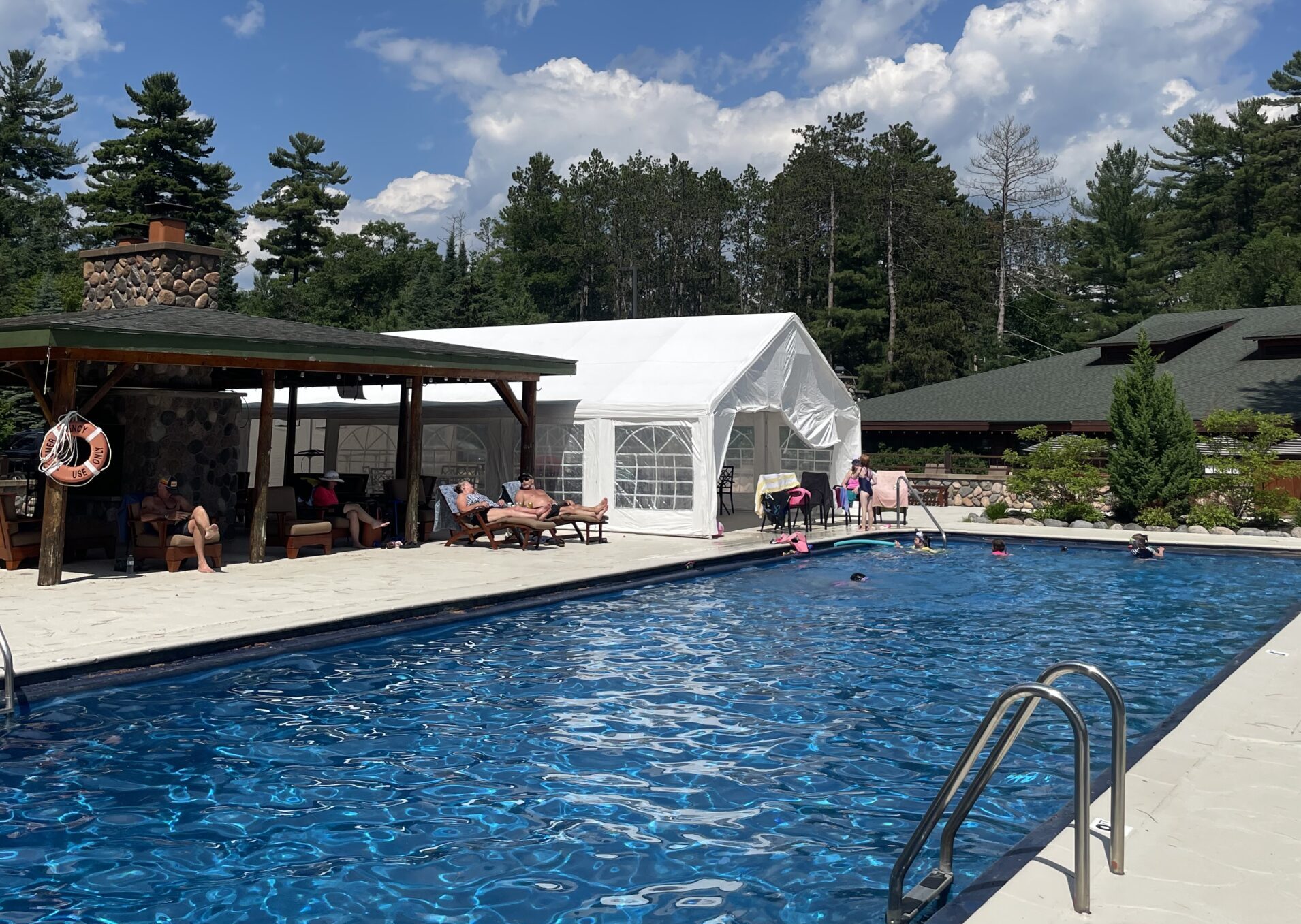 Swim Club pool and cabana at Chippewa Retreat Resort in Manitowish Waters Wi